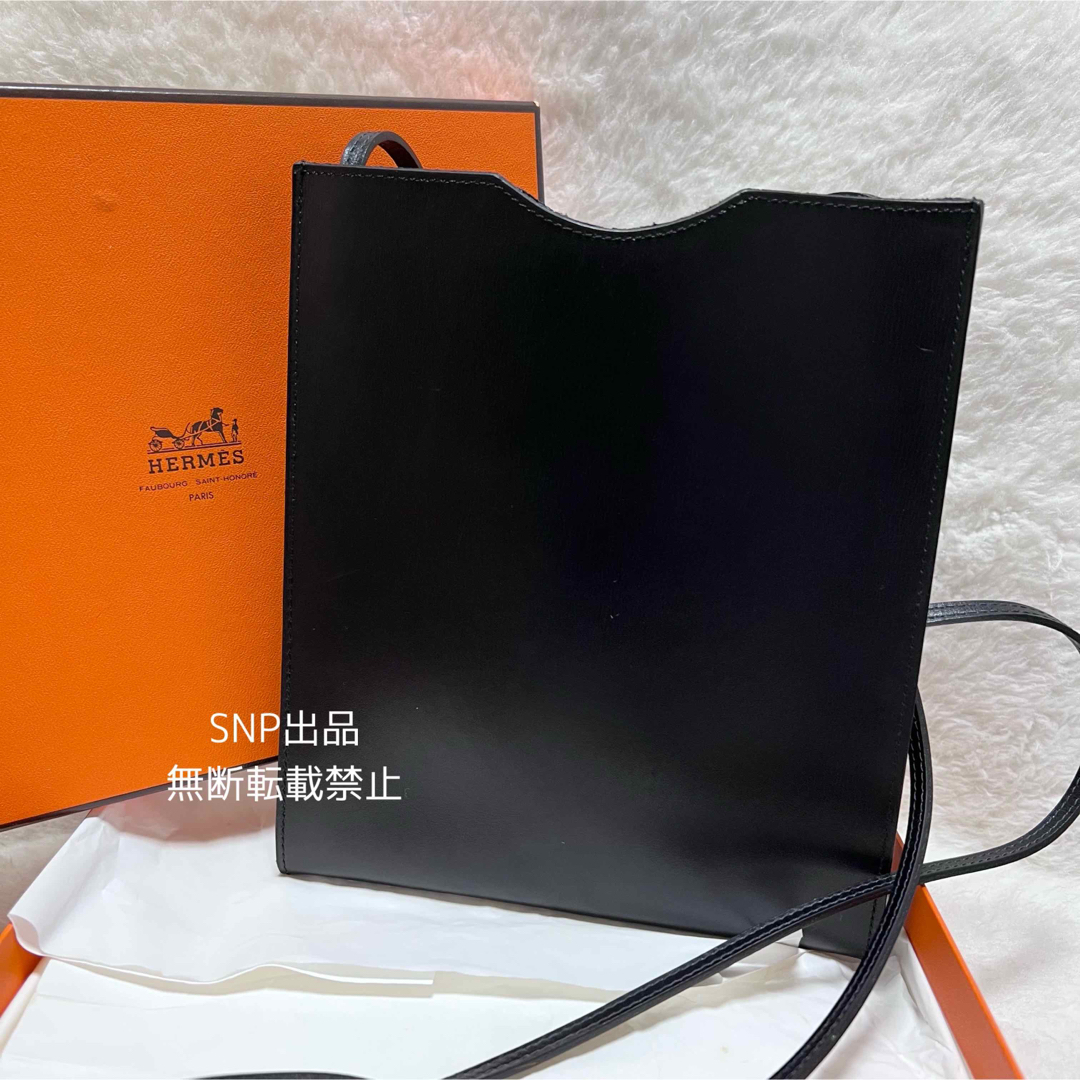 エルメス オニメトゥ ショルダーバッグ ポシェット 斜めがけ レザー ブラックバッグ
