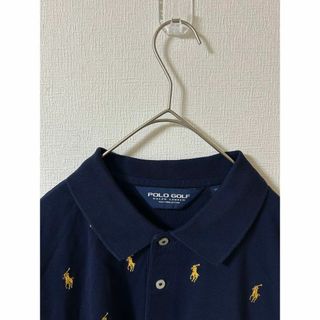 【定番ロゴ総柄】POLO GOLFポロラルフローレン　ロゴ大量！金刺繍ロゴ　XL