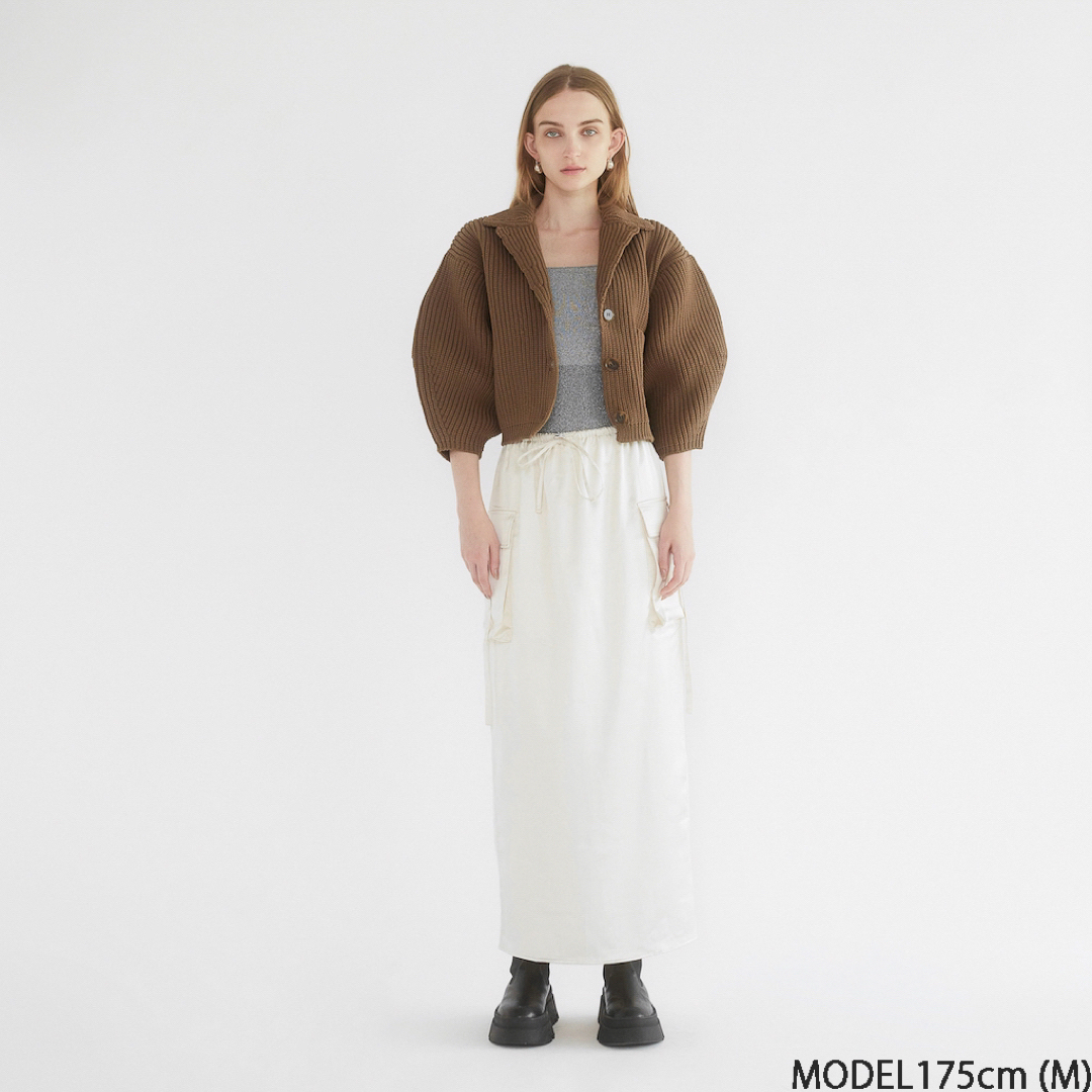 SeaRoomlynn(シールームリン)の完売レアsearoomlynn サテンワークスカートSパールホワイト レディースのスカート(ロングスカート)の商品写真