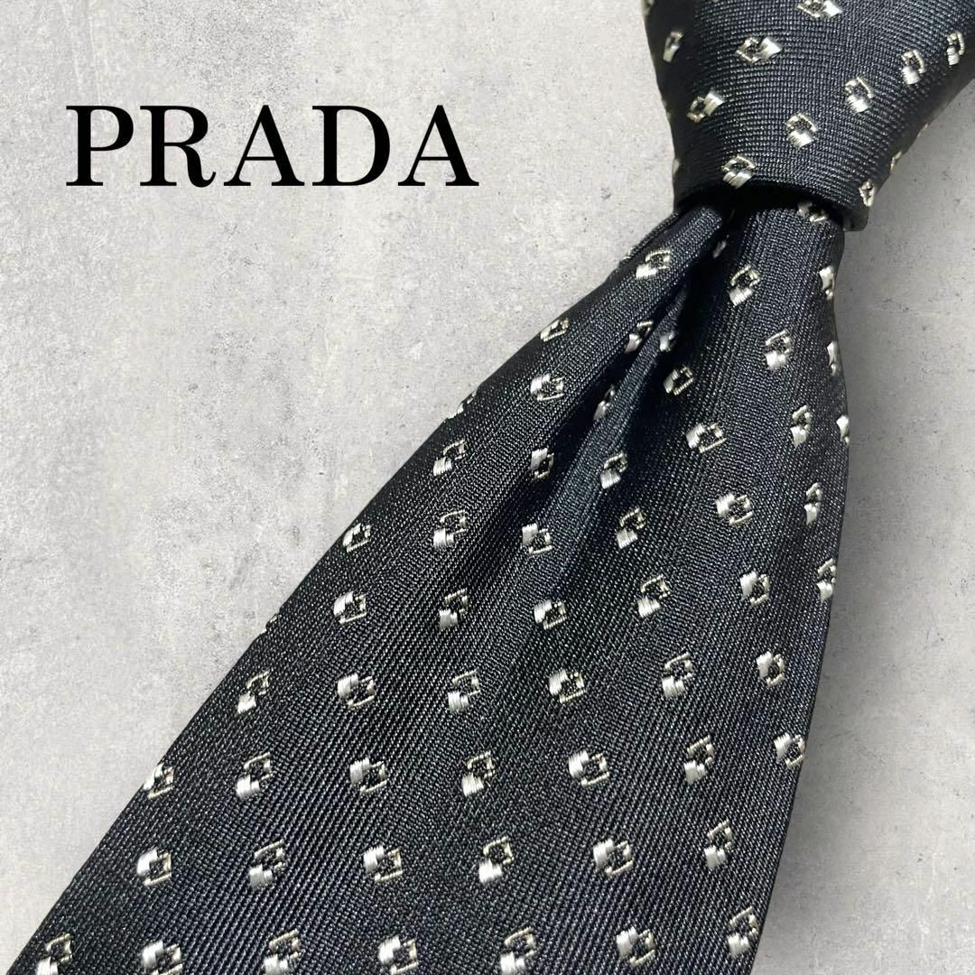 美品 PRADA プラダ ジャガード ドット柄 ブラック 黒