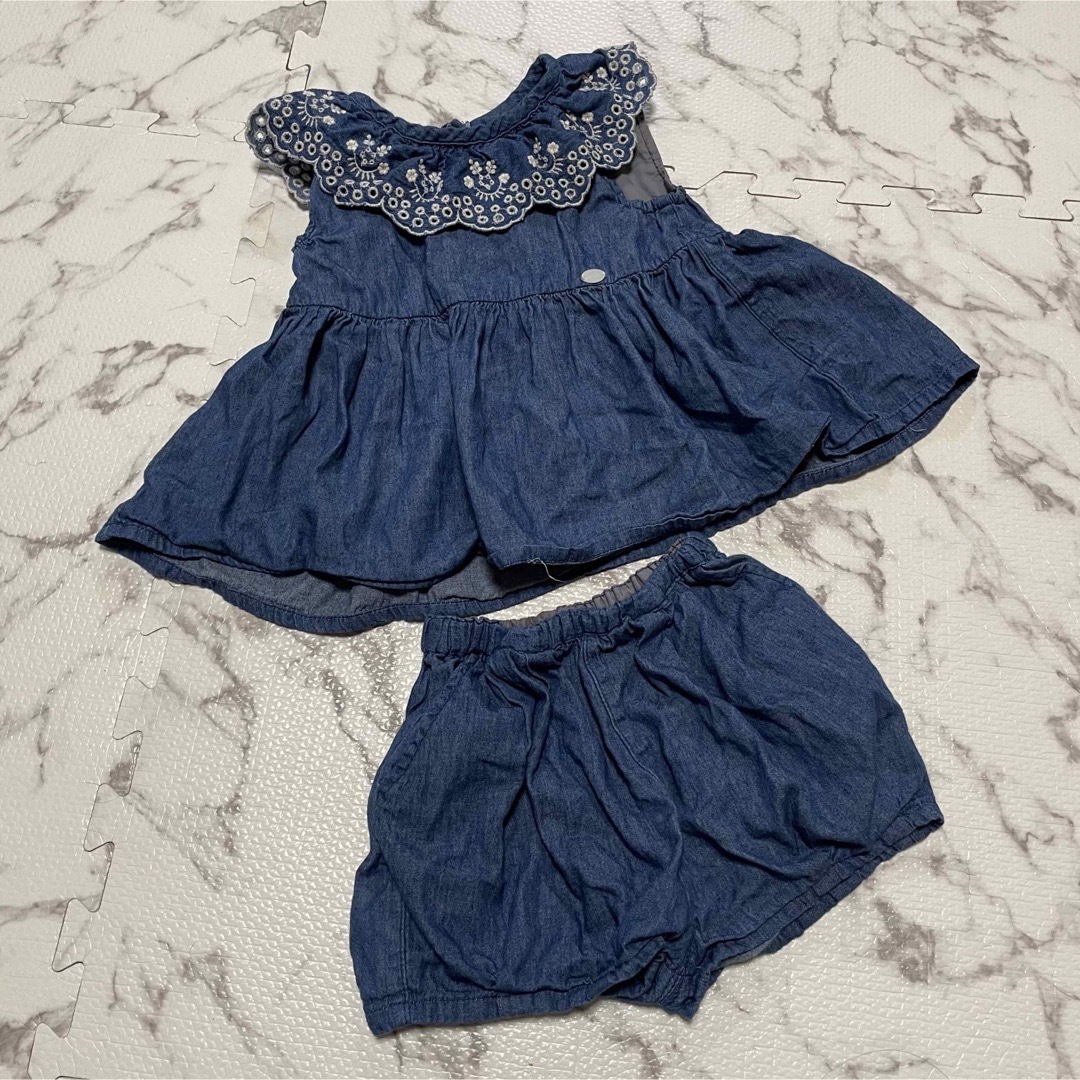 petit main(プティマイン)のpettit main スカラップ衿セットアップ キッズ/ベビー/マタニティのキッズ服女の子用(90cm~)(Tシャツ/カットソー)の商品写真