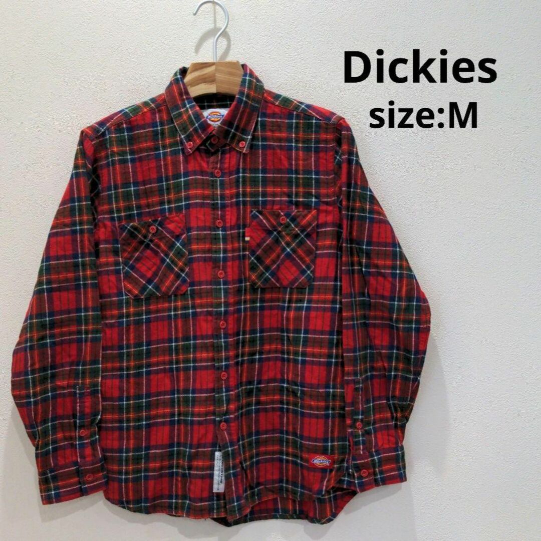 Dickies(ディッキーズ)のディッキーズ Dickies チェック柄 ネルシャツ メンズ M 長袖 レッド レディースのトップス(シャツ/ブラウス(長袖/七分))の商品写真