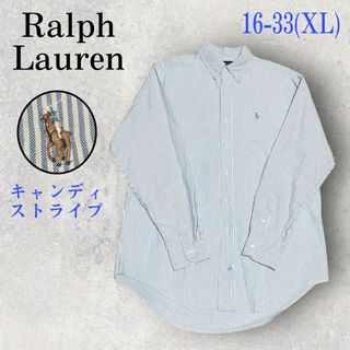 ラルフローレン(Ralph Lauren)の美品 90s Ralph Lauren BDシャツ キャンディストライプ ブルー(シャツ)