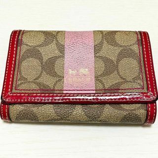 コーチ(COACH)のCOACH コーチ 財布 ベージュ×レッド 内側チェック柄 レディース 小物(財布)