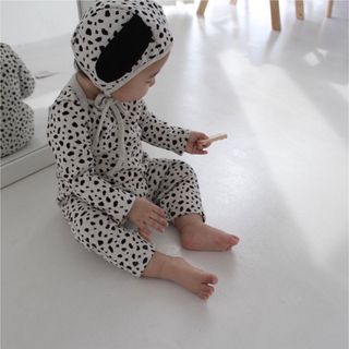 ザラキッズ(ZARA KIDS)のダルメシアン柄 ベビースーツ ロンパース 80 monmimi (ロンパース)