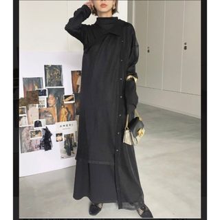 美品■AMERI VINTAGE　秋シフォンワンピース　インナーキャミソール付