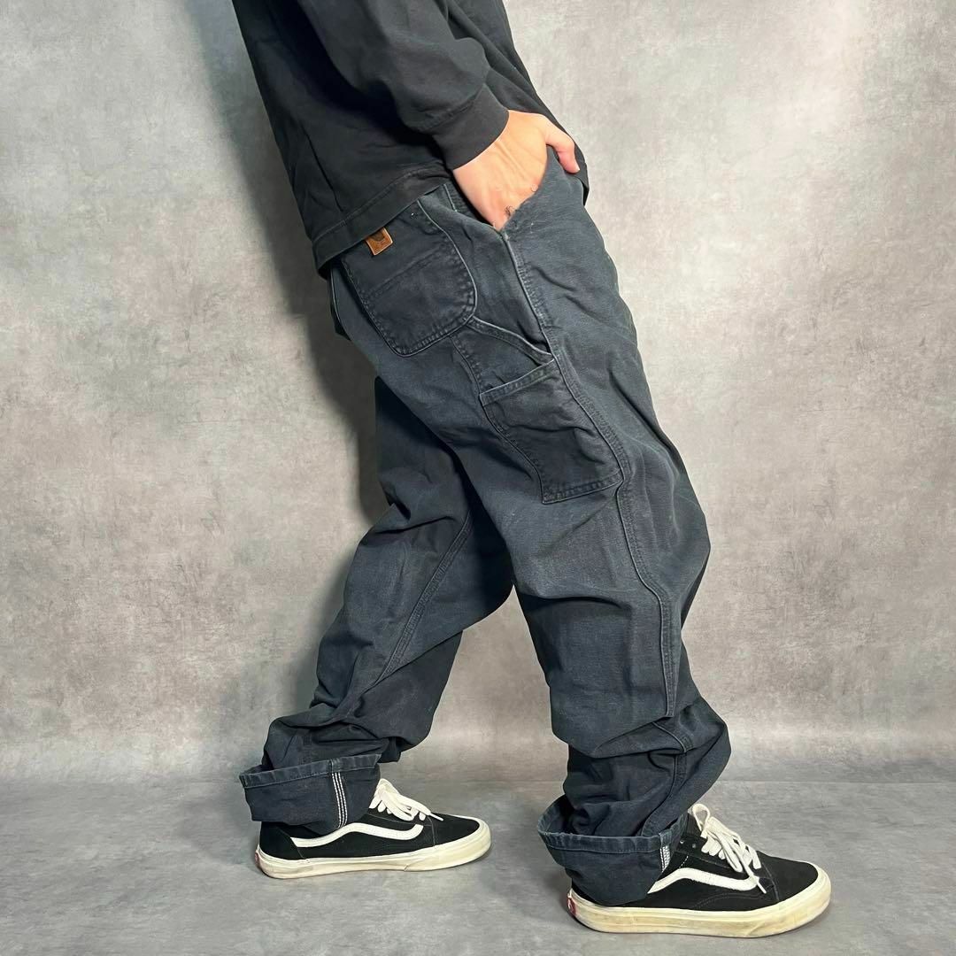 【carhartt】ブラックダック地カーゴパンツカーハート革パッチUS古着 | フリマアプリ ラクマ 【carhartt】カーハート ブラックダカーゴパンツW33L34 US