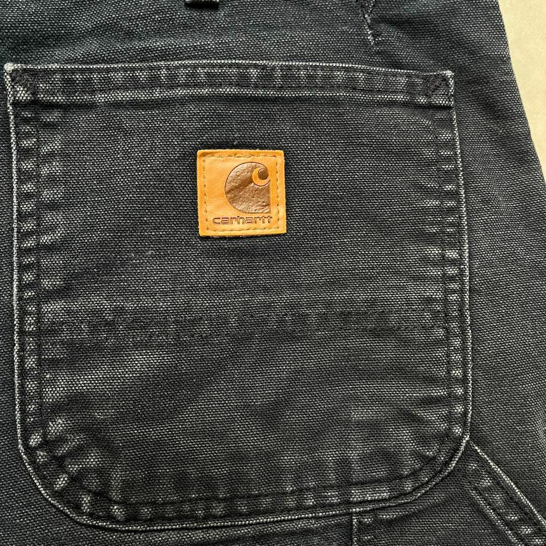 【carhartt】ブラックダック地カーゴパンツカーハート革パッチUS