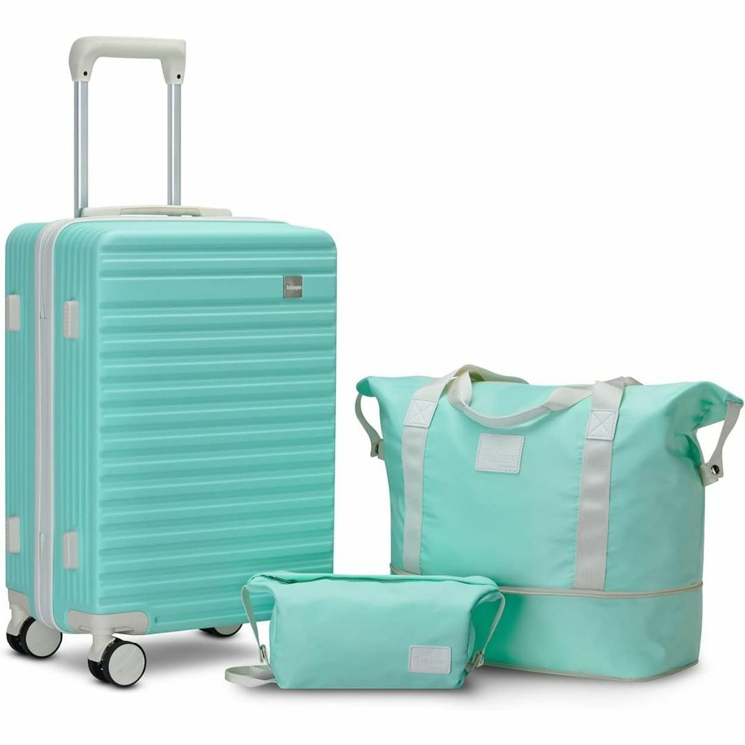 【色:GREEN+beige】imiomo スーツケース 20inch 3個セッ