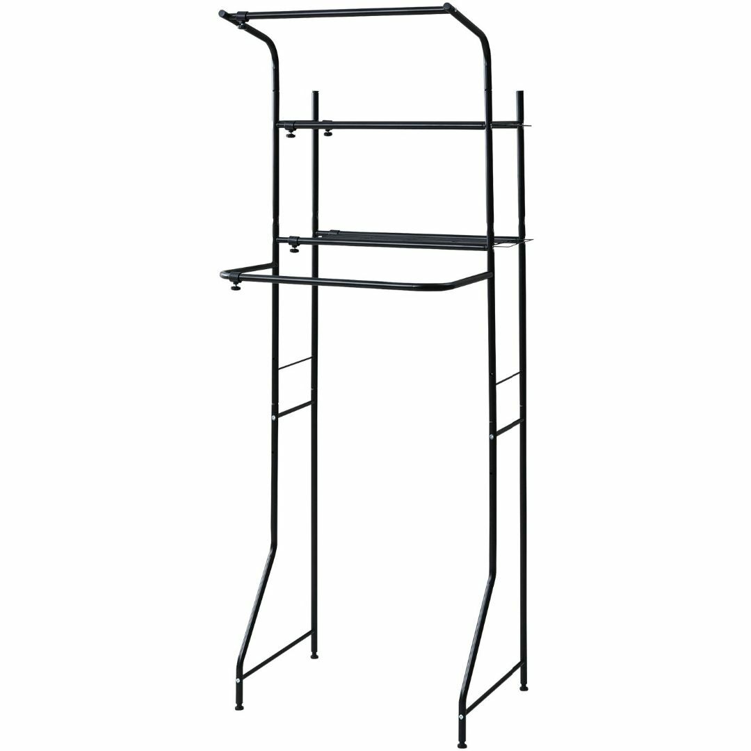 【色: ブラック】山善 ランドリーラック 幅61-93×奥行60×高さ182cm