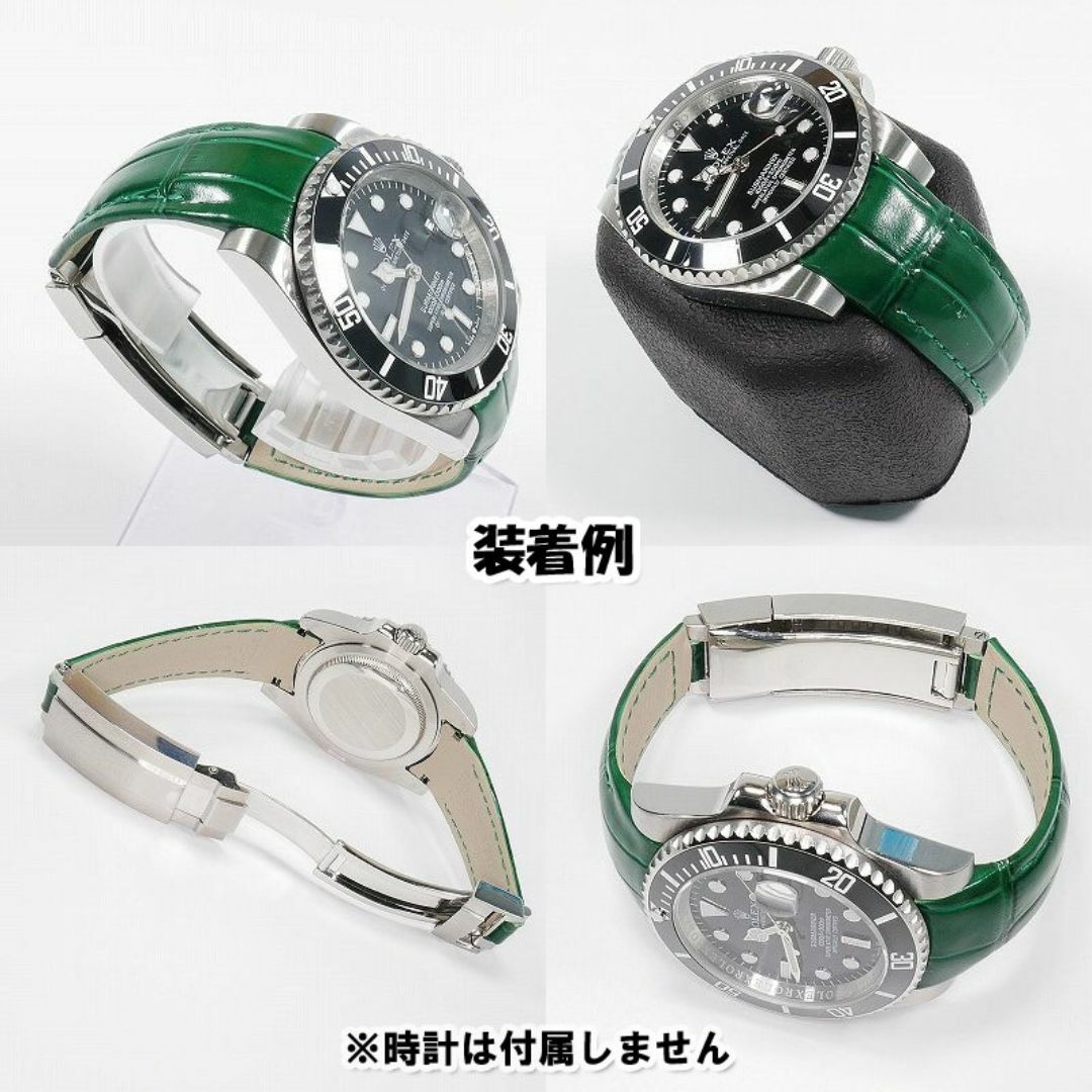 ROLEX(ロレックス)のロレックス専用 互換アリゲーターレザーベルト　バックル付き ネイビー 幅20mm メンズの時計(レザーベルト)の商品写真