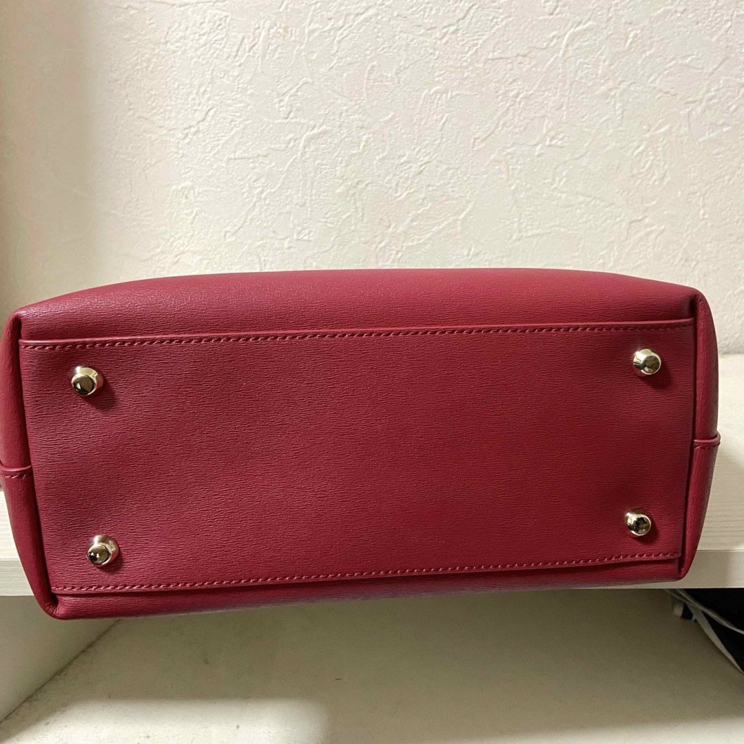 「美品」ポールスミス プリントストライプ ハンドバッグ 2way レザー レッド