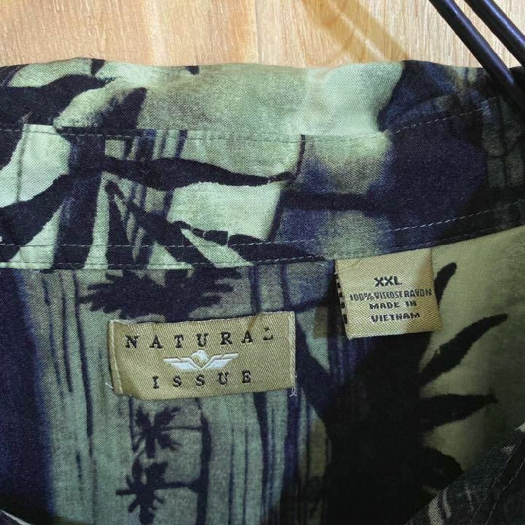 グリーン 柄シャツ USA古着 ハワイ 半袖 アロハ シャツ 総柄 メンズ 緑