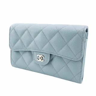 【CHANEL】可愛らしいエメラルドグリーンのマトラッセ 長財布☆キャビア