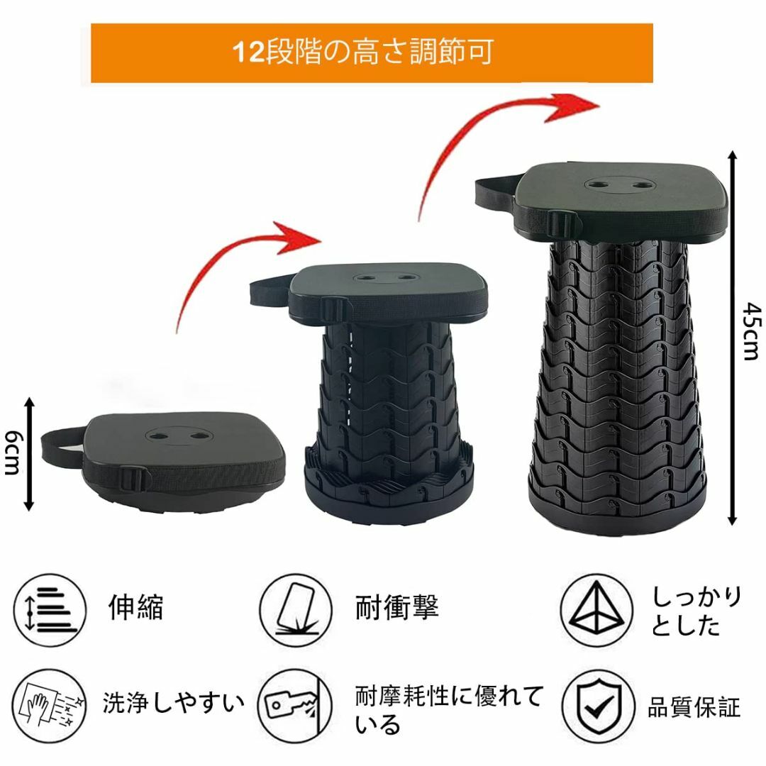 【色: ブラック】Aokyda 折りたたみ椅子に柔らかい正方形クッションと収納袋