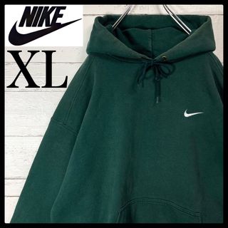 ナイキ NIKE ワンポイント刺繍ロゴ フーディ パーカー グリーン Lsize