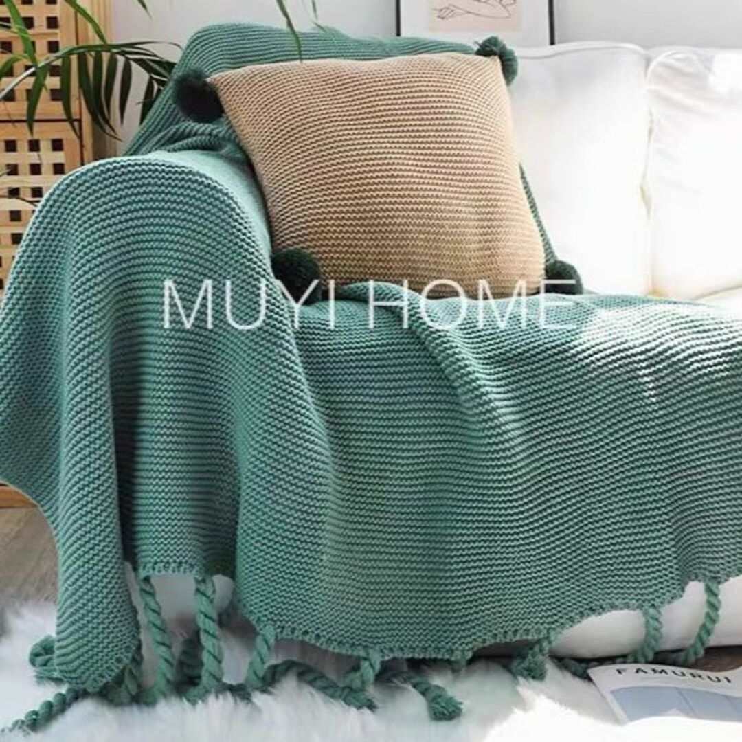 ZARA HOME(ザラホーム)のMuyihome ソフト ローゲージ フリンジ 大判 ブランケット 毛布 インテリア/住まい/日用品の寝具(毛布)の商品写真