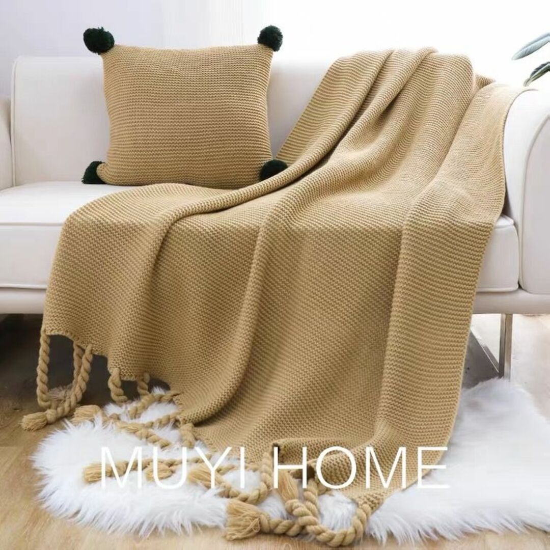 ZARA HOME(ザラホーム)のMuyihome ソフト ローゲージ フリンジ 大判 ブランケット 毛布 インテリア/住まい/日用品の寝具(毛布)の商品写真