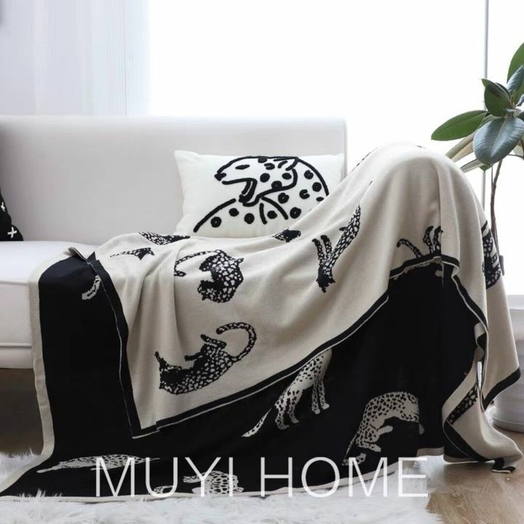 ZARA HOME(ザラホーム)のMuyihome ヒョウ柄 リバーシブル 大判 ブランケット 毛布 インテリア/住まい/日用品の寝具(毛布)の商品写真