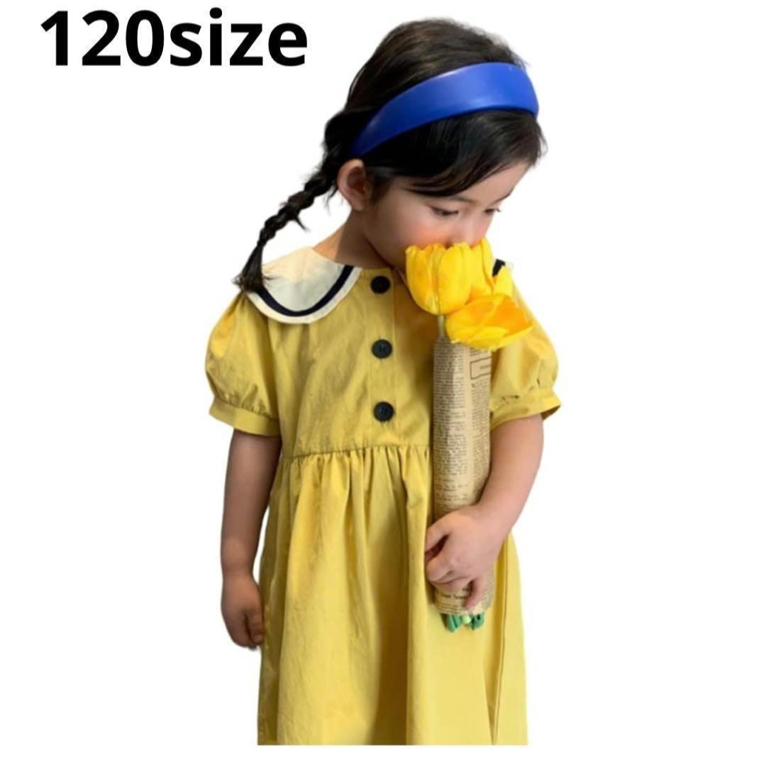 ワンピース 韓国風 キッズ 綿100% セーラー服 120サイズ キッズ/ベビー/マタニティのキッズ服女の子用(90cm~)(ワンピース)の商品写真