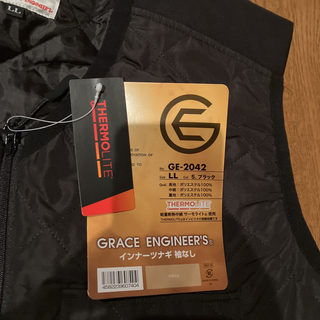 袖なし　つなぎ　grace engineer's 防寒　ブラック　LLサイズ(サロペット/オーバーオール)