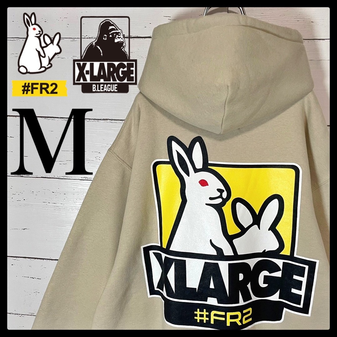 【超希少カラー】FR2 XLARGE コラボパーカー バックプリント デカロゴ