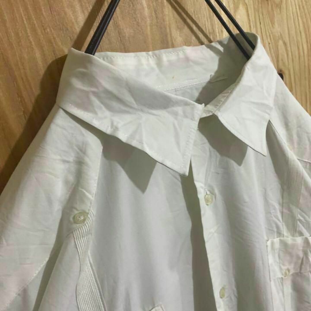 メンズ ホワイト 半袖 シャツ USA 90s キューバシャツ シンプル