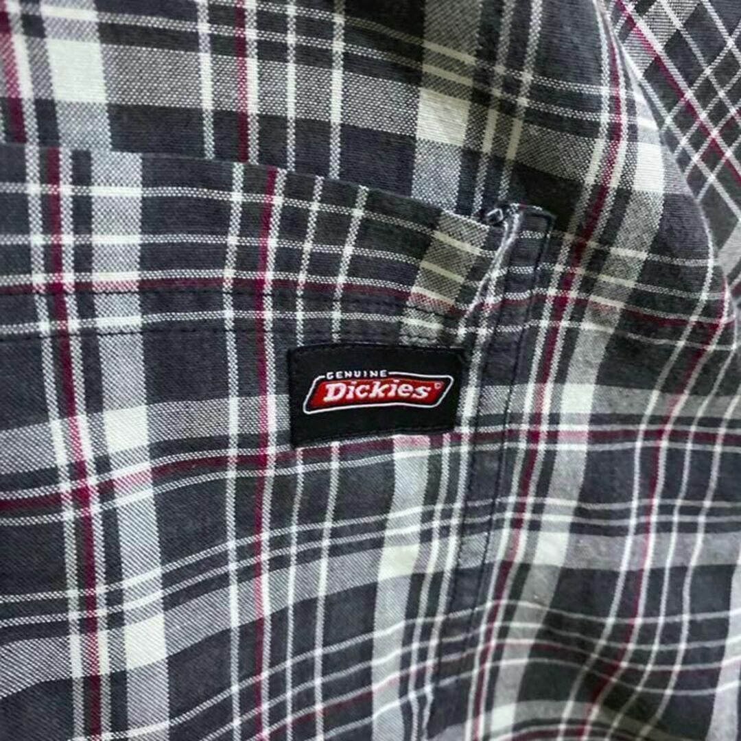 ディッキーズ チェック シャツ メンズ USA 90s グレー ボタン ロゴ