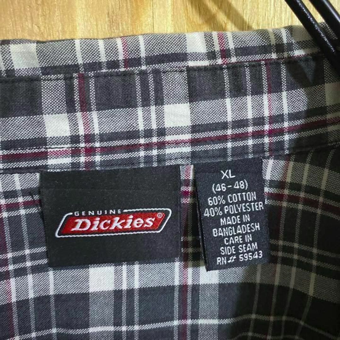 ディッキーズ チェック シャツ メンズ USA 90s グレー ボタン ロゴ