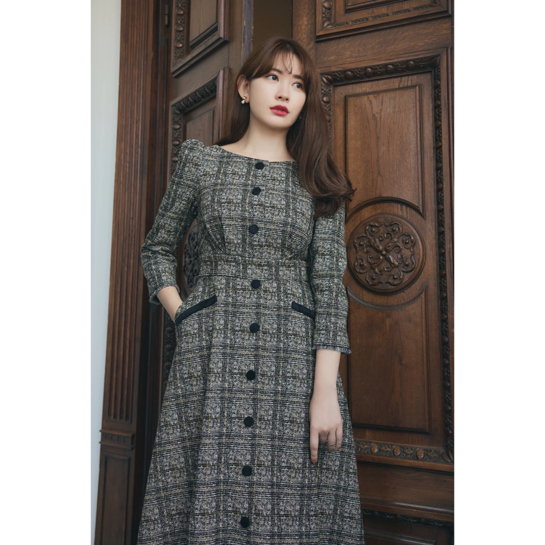 herlipto Classic Tweed Midi Dress-