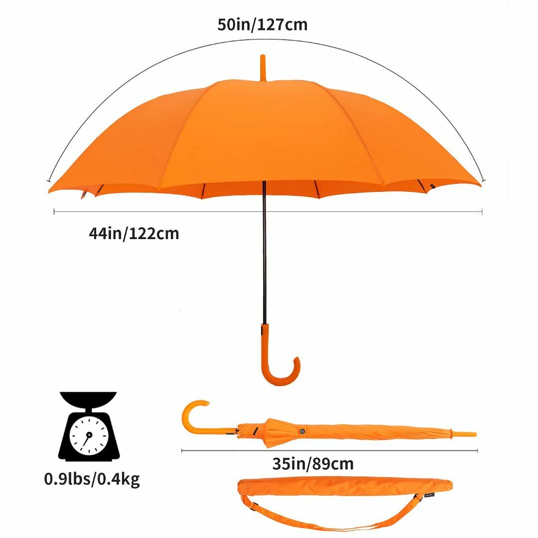 【色:オレンジ】BP SUNNY レディース 長傘 大きい 8本骨 日傘兼用雨傘 1