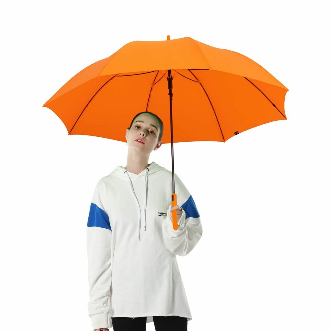 【色:オレンジ】BP SUNNY レディース 長傘 大きい 8本骨 日傘兼用雨傘 6