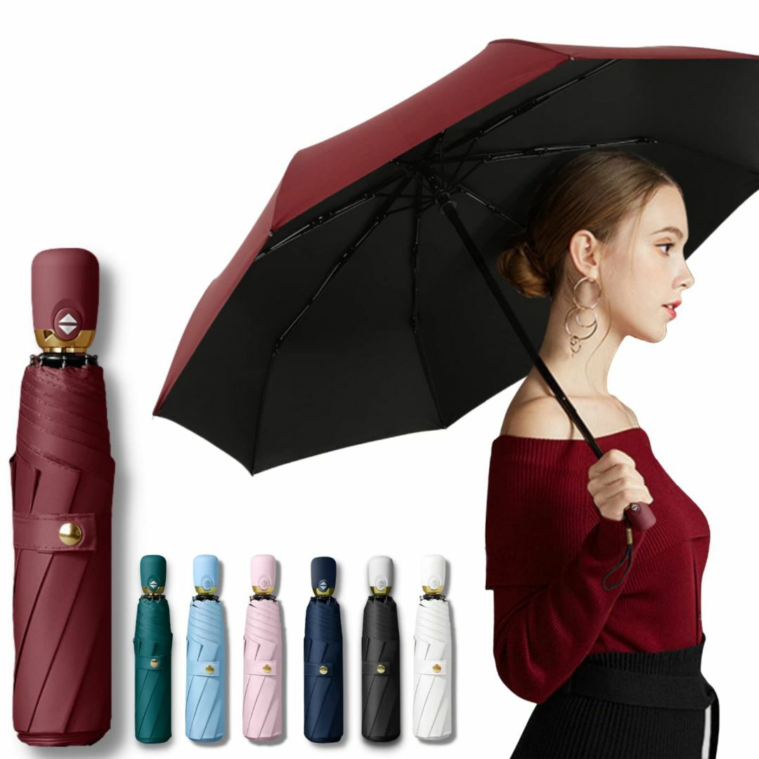 【色:レッド】Prv 【 大きいサイズで濡れない 折りたたみ傘 】 晴雨兼用 超