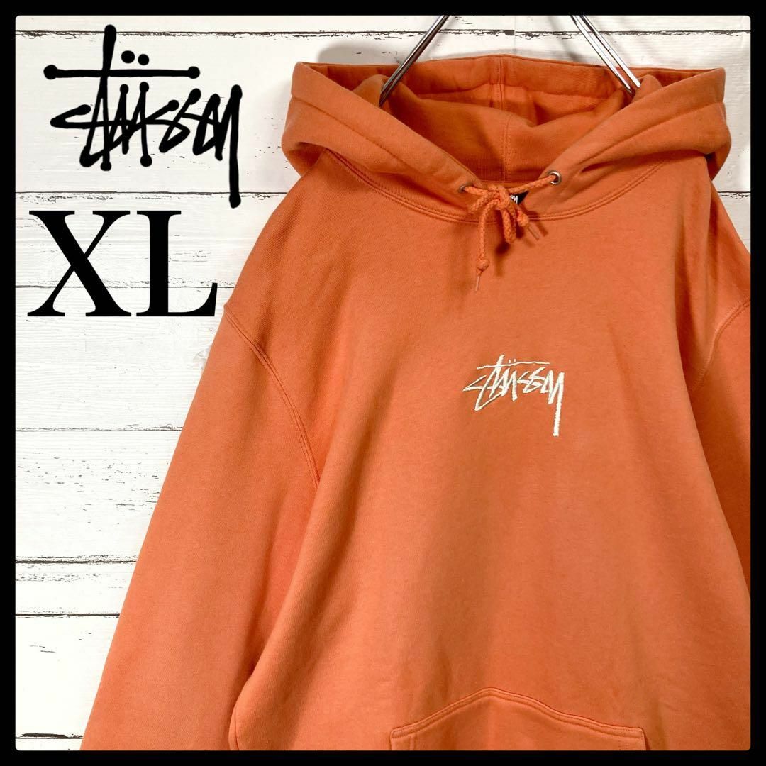 【入手困難】STUSSY　刺繍アーチロゴ　プルオーバーパーカー　サイズL　即完品