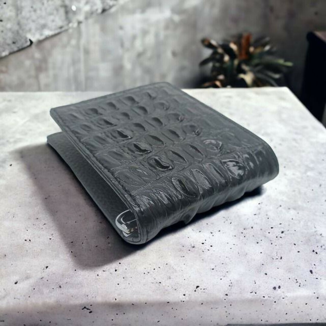 【本物証明証付き】新品 AT13 本革 クロコダイル 財布  背 ブラックL