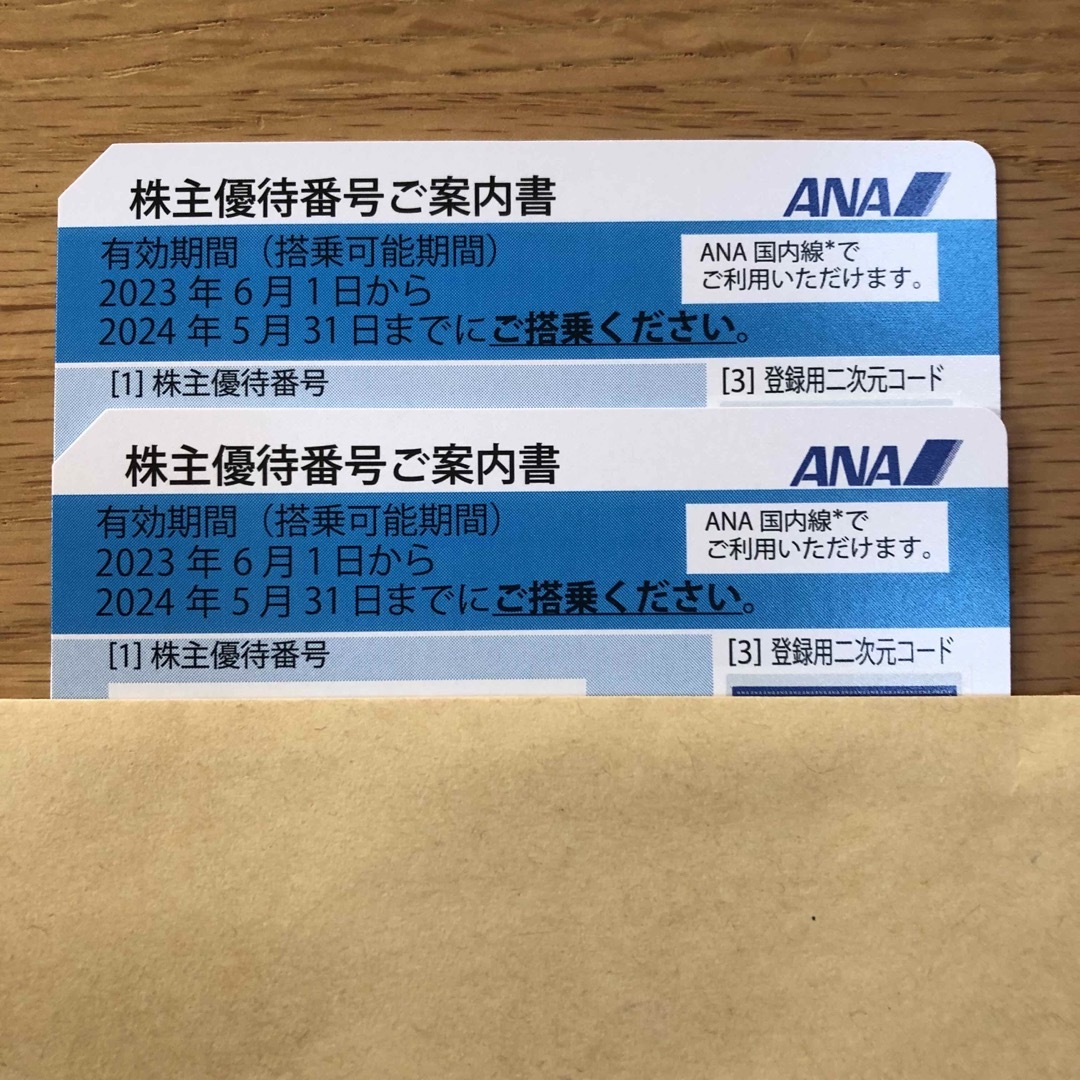 ANA 株主優待 搭乗券２枚  全日空  全日本空輸