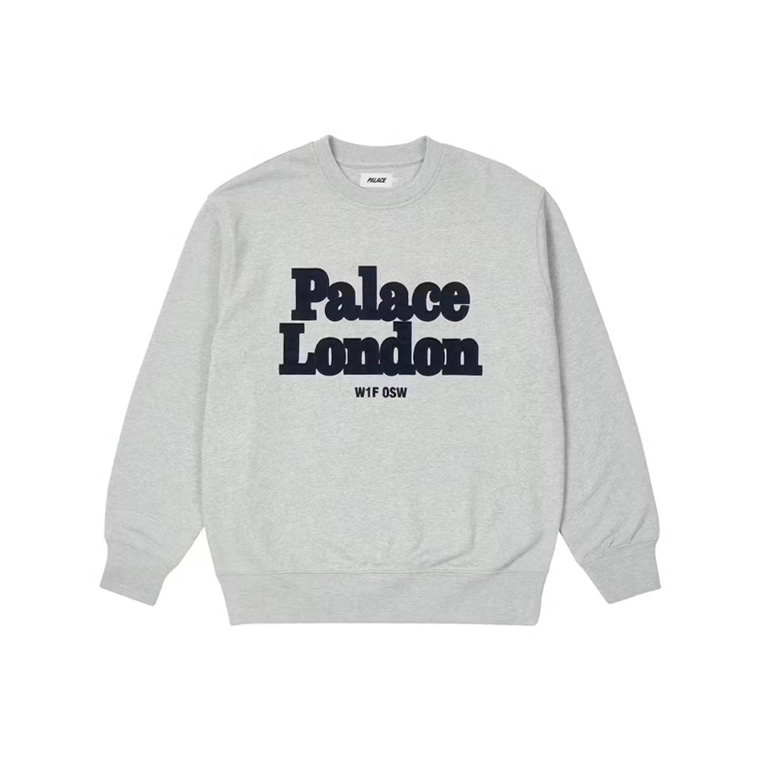 Palace Postcode Crew Grey Marl