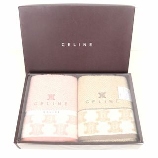 セリーヌ(celine)のセリーヌ フェイスタオル 2点セット 未使用 マカダム ピンク/ベージュ 西川産業 ブランド 小物 レディース CELINE(タオル/バス用品)