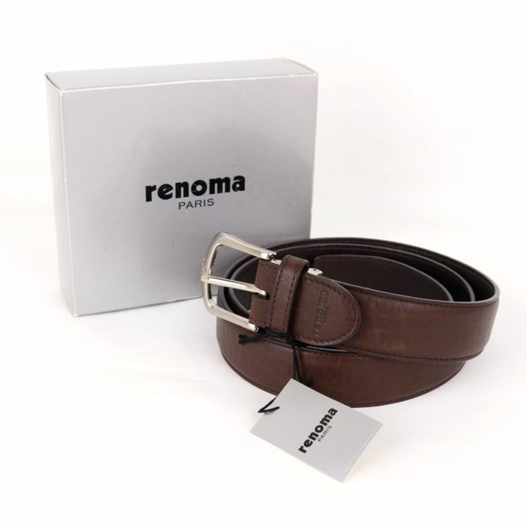 レノマ ベルト 未使用 牛革 レザー ピンバックル 日本製 本革 ブランド 小物 メンズ ブラウン renoma
