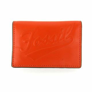 フォッシル(FOSSIL)のフォッシル カードケース レザー ロゴ 名刺入れ パスケース ブランド 小物 メンズ レディース オレンジ FOSSIL(名刺入れ/定期入れ)