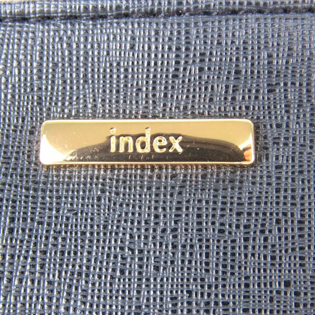 INDEX(インデックス)のインデックス ミニポーチ レザー ロゴプレート チェーン付き マルチケース ブランド 小物入れ レディース ネイビー index レディースのファッション小物(ポーチ)の商品写真