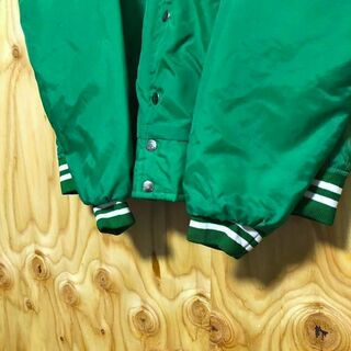 グリーン スタジャン ジャケット サテン USA 90s ナイロン 刺繍