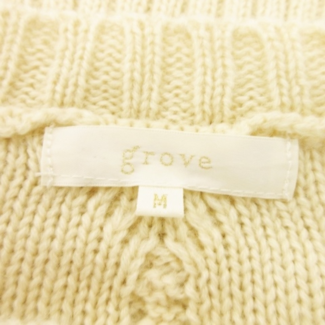 grove(グローブ)のグローブ ニット セーター 長袖 ウール混 裾フレア ワンポイント M ベージュ レディースのトップス(ニット/セーター)の商品写真
