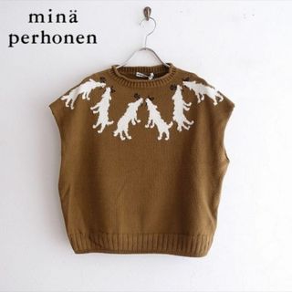 美品★mina perhonen コットンニットベスト 1017