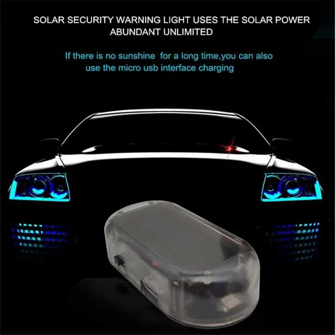 ソーラーセキュリティ LED ライト　レッド、ブルー2個 車用品 自動車/バイクの自動車(車内アクセサリ)の商品写真
