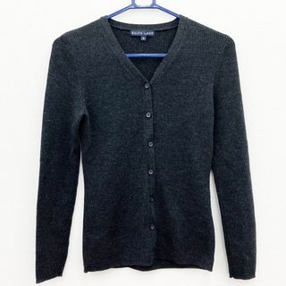 ラルフローレン(Ralph Lauren)の美品 RALPH LAUREN ラルフローレン カーディガン トップス Mサイズ ダークグレー グレー ウール レディース ウィメンズ ファッション 古着 USED 【中古】(カーディガン)