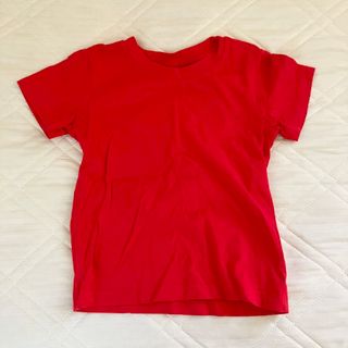 【美品】西友　赤　無地　半袖　Tシャツ　110サイズ(Tシャツ/カットソー)