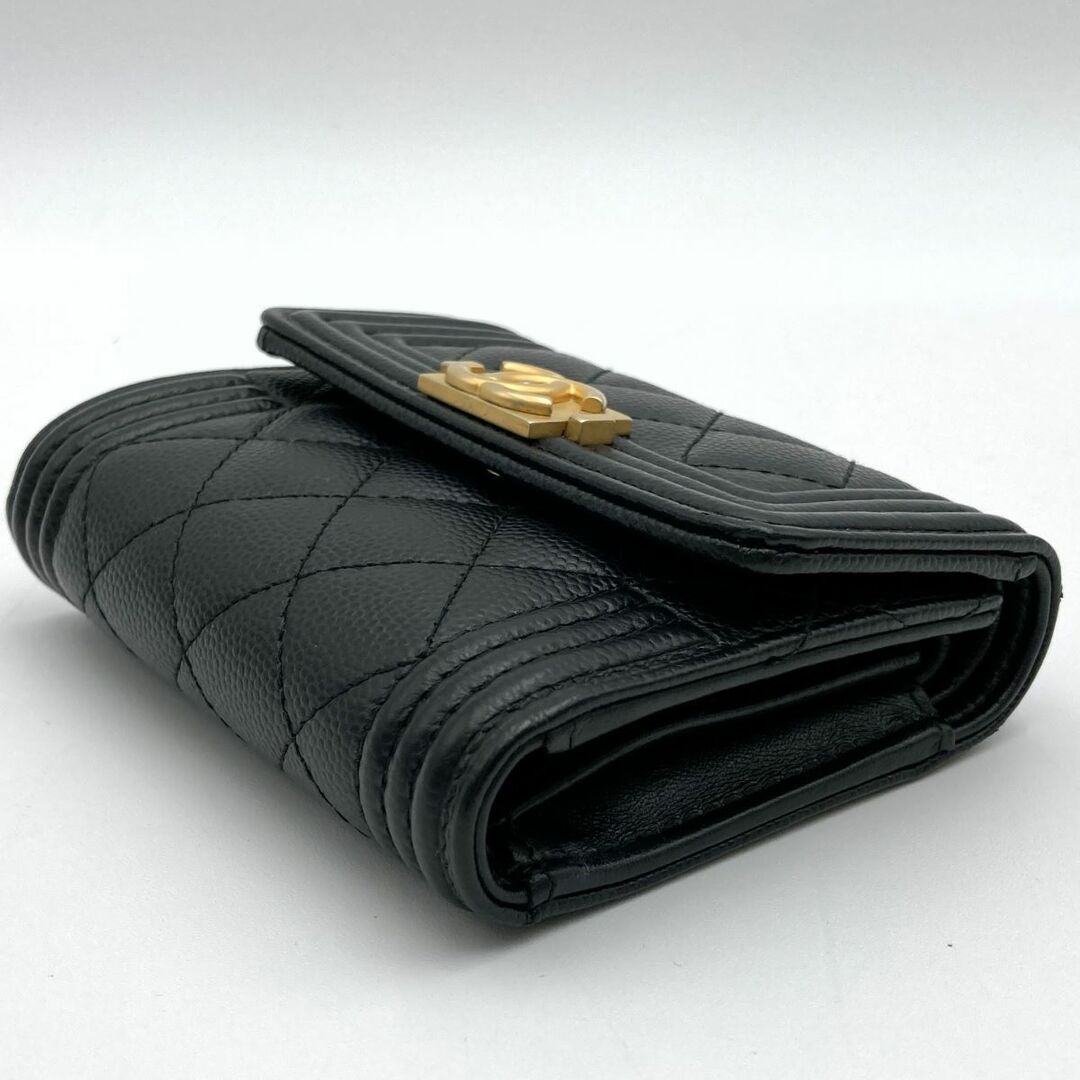 シャネル　財布　CCロゴ　三つ折り財布　コンパクト財布　黒/N01-0032