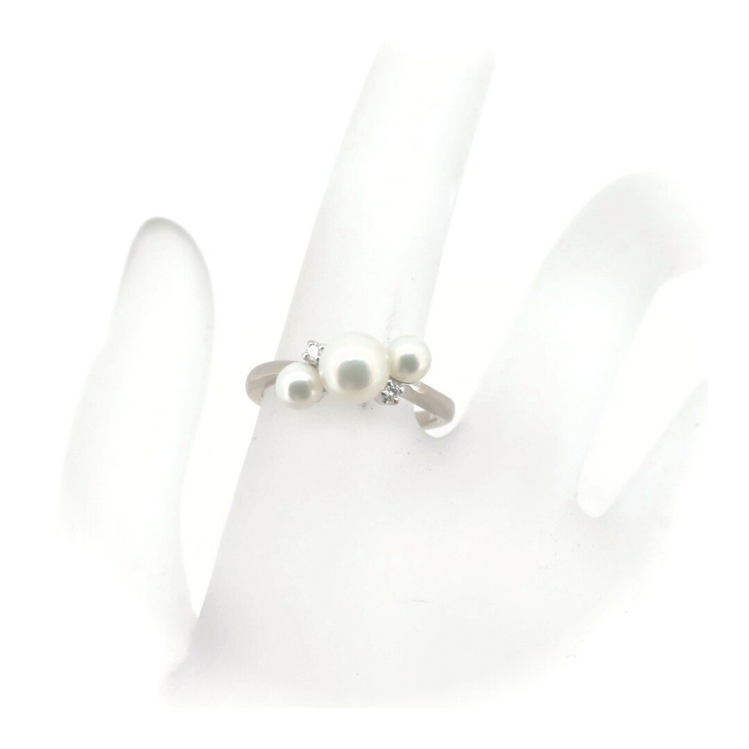 MIKIMOTO(ミキモト)の目立った傷や汚れなし ミキモト パール ダイヤモンド リング 指輪 6.3ミリ 4.2ミリ 10号 K18WG(18金 ホワイトゴールド) レディースのアクセサリー(リング(指輪))の商品写真