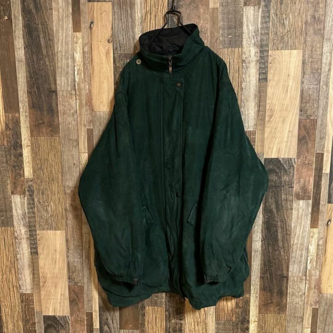 グリーン ジャケット アウター ブルゾン ジップ Lサイズ メンズ USA古着
